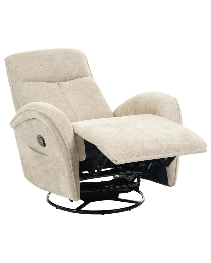 Rocking Recliner Chair Swivel Fabric Light Beige Heikki