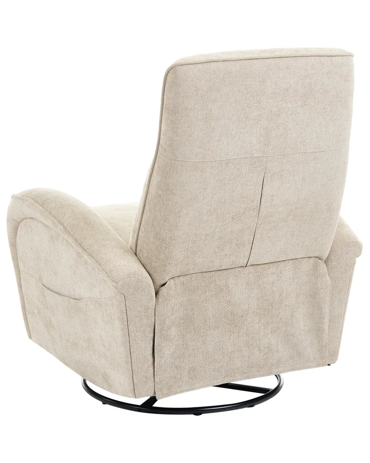 Rocking Recliner Chair Swivel Fabric Light Beige Heikki