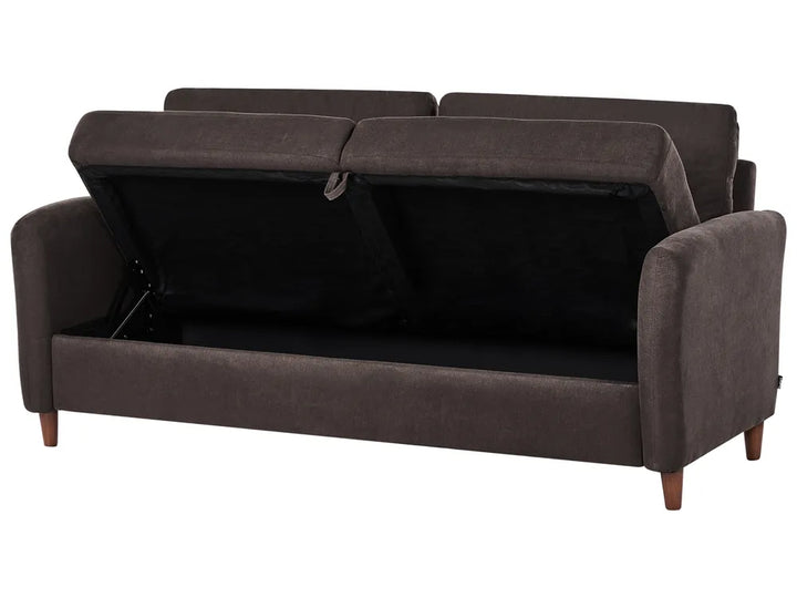 Sofa 3 Seater Fabric Dark Brown Arlo