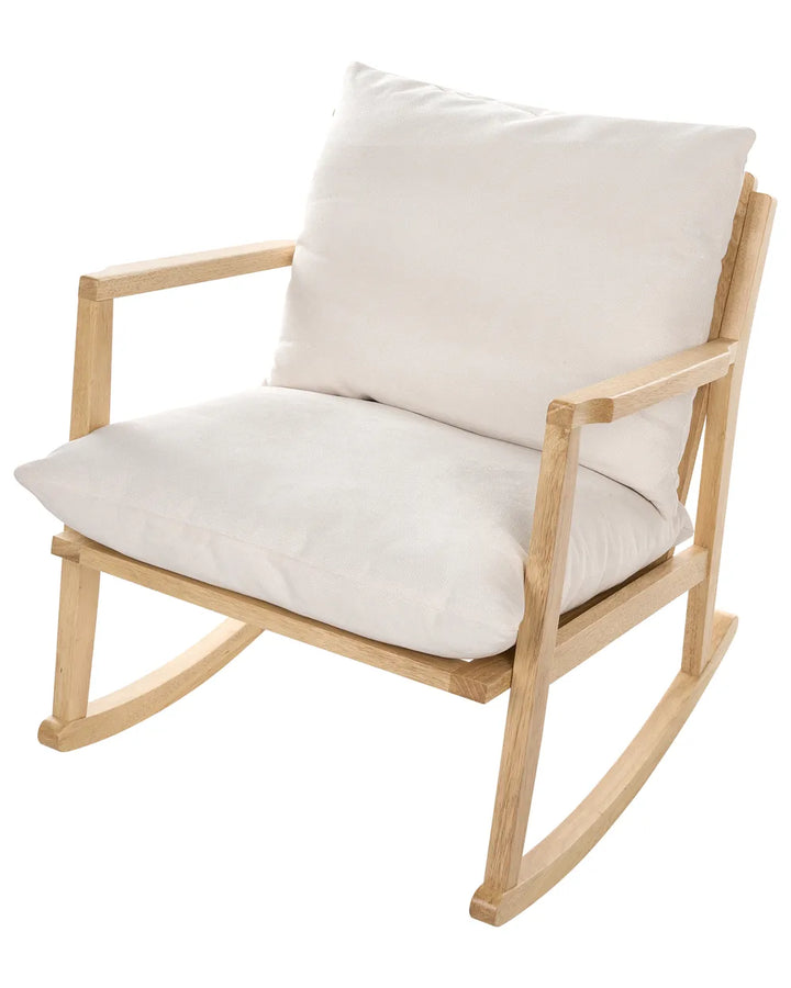 Rocking Chair Wood Light Brown/ Light Beige Corvin
