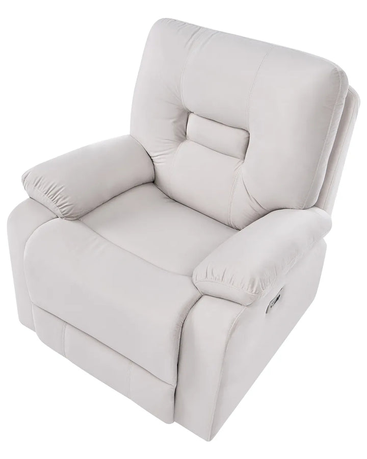 Electric Recliner Chair with Footrest Velvet Light Beige Caynemore