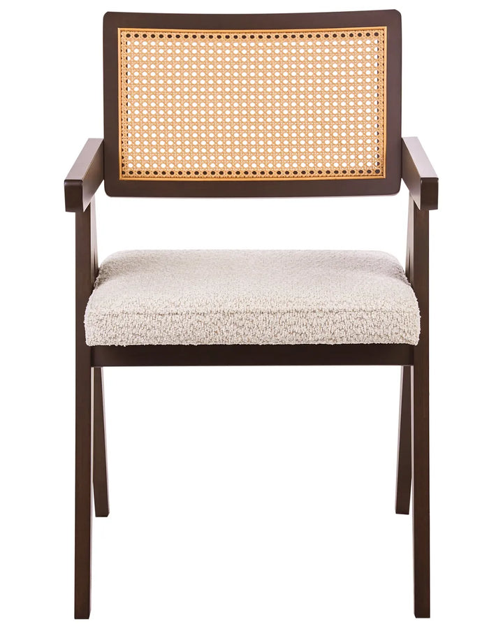 Set of 2 Dining Chairs Wood Dark Brown/ Light Beige Novak
