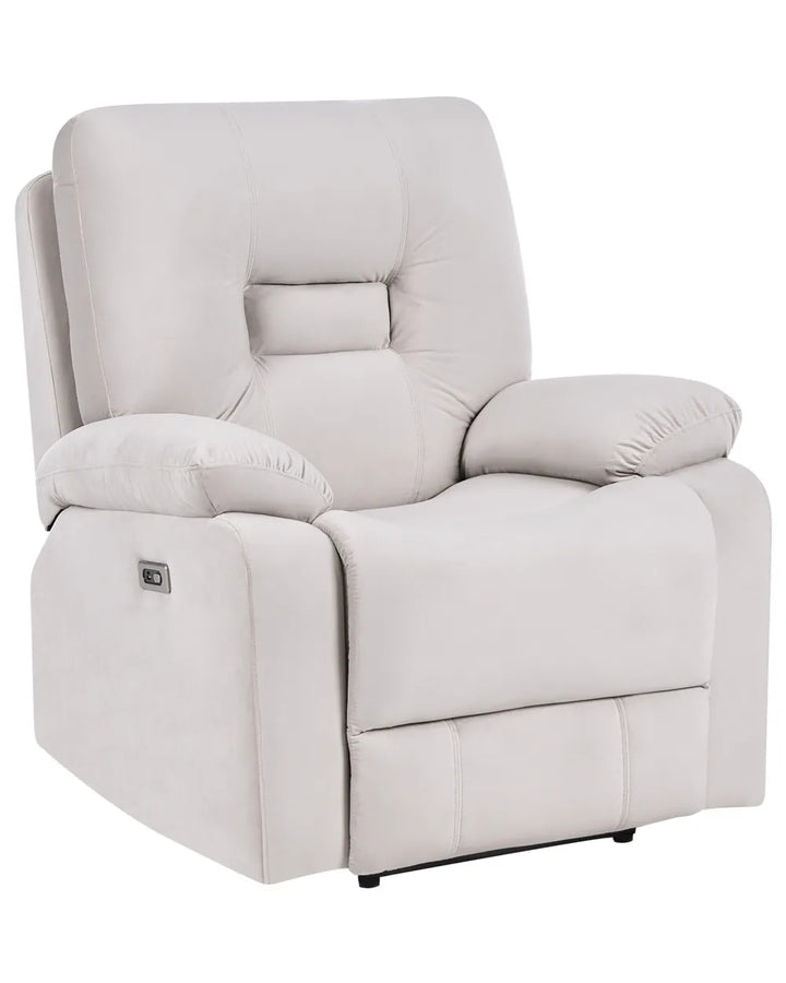 Electric Recliner Chair with Footrest Velvet Light Beige Caynemore