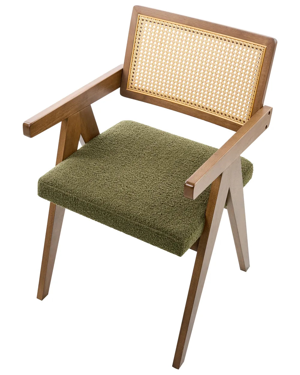Set of 2 Dining Chairs Wood Brown/ Green Novak