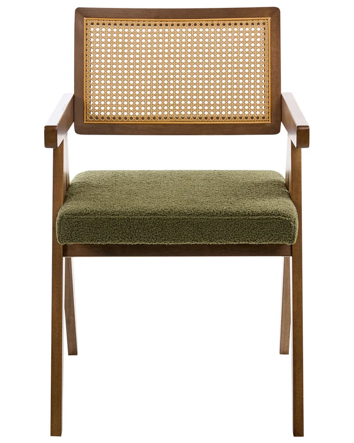 Set of 2 Dining Chairs Wood Brown/ Green Novak