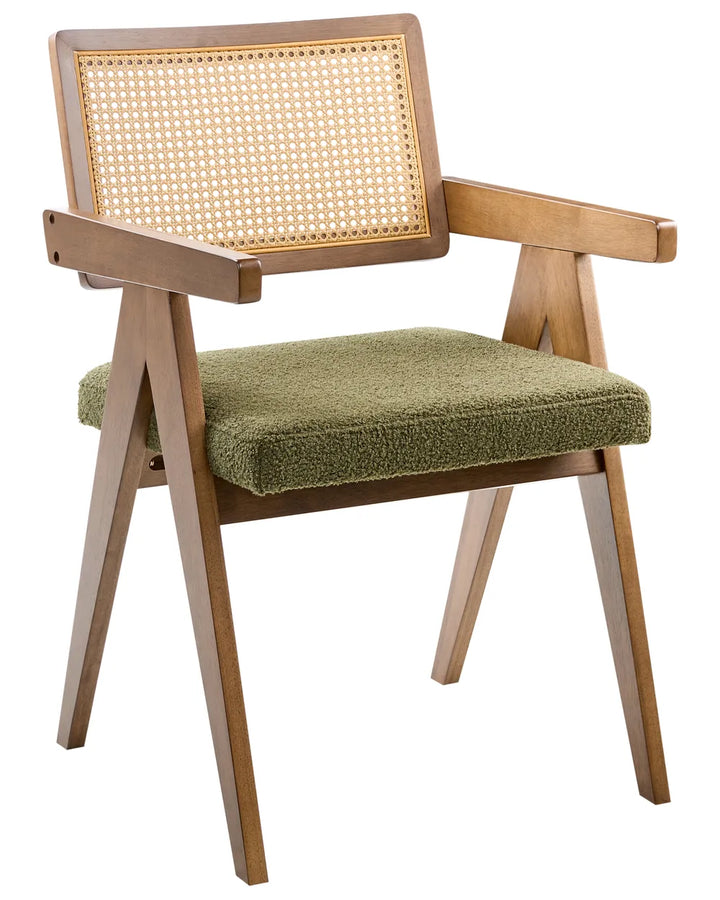 Set of 2 Dining Chairs Wood Brown/ Green Novak