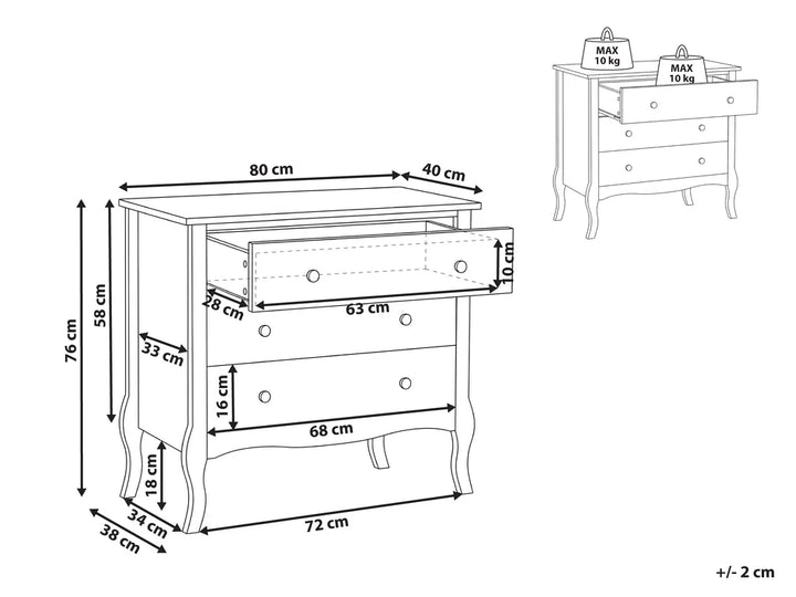3 Drawer Chest White Cemil