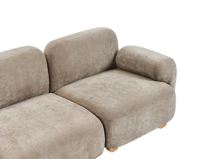 Modular Sofa 3 Seater with Ottoman Fabric Beige Eyler