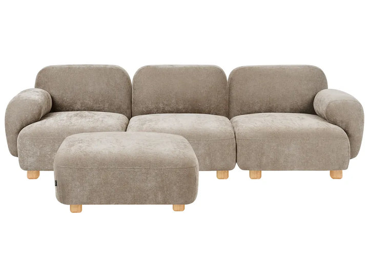 Beige 3-seater modular sofa with ottoman