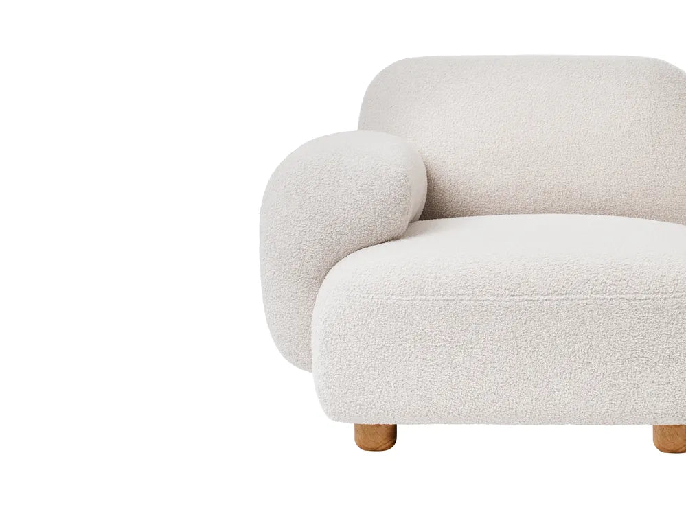 Modular Sofa 3 Seater with Ottoman Boucle Off-White Eyler