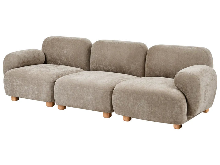 Three-seater beige modular sofa
