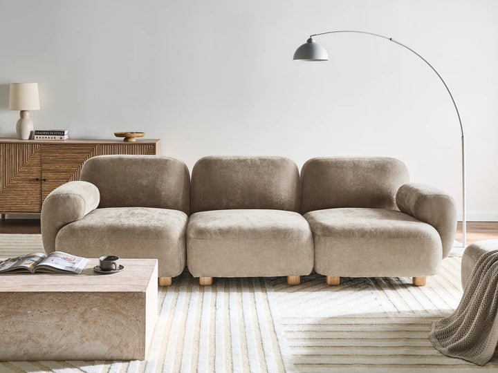 Beige fabric modular lounge sofa