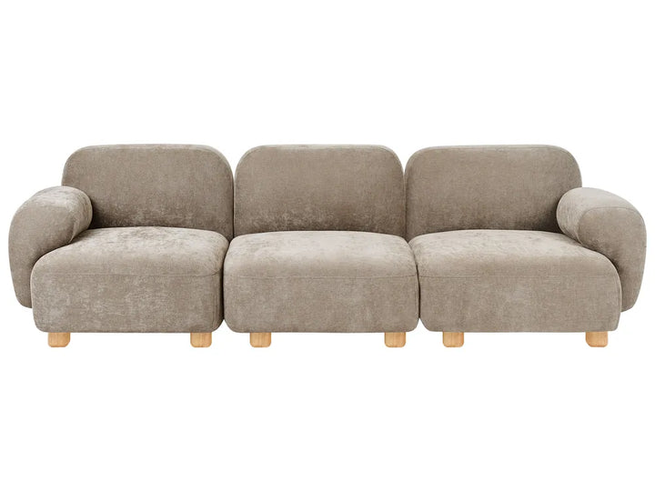 Beige 3-seater modular fabric sofa