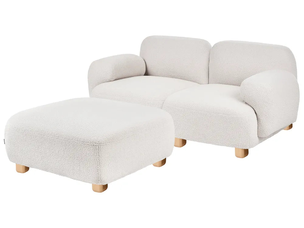Modular Sofa 2 Seater with Ottoman Boucle Off-White Eyler