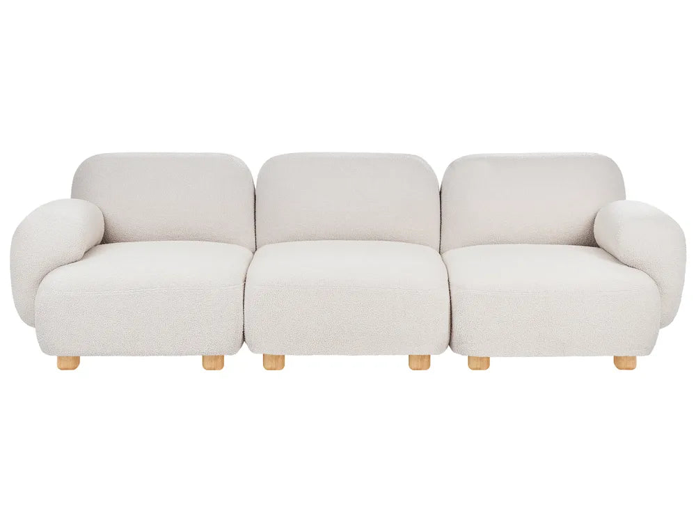 Off-white 3-seater boucle modular sofa