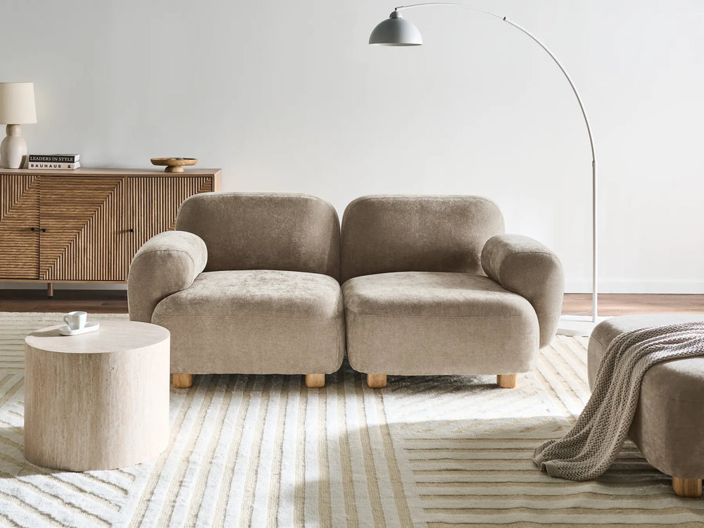 Beige 2-seater modular fabric sofa