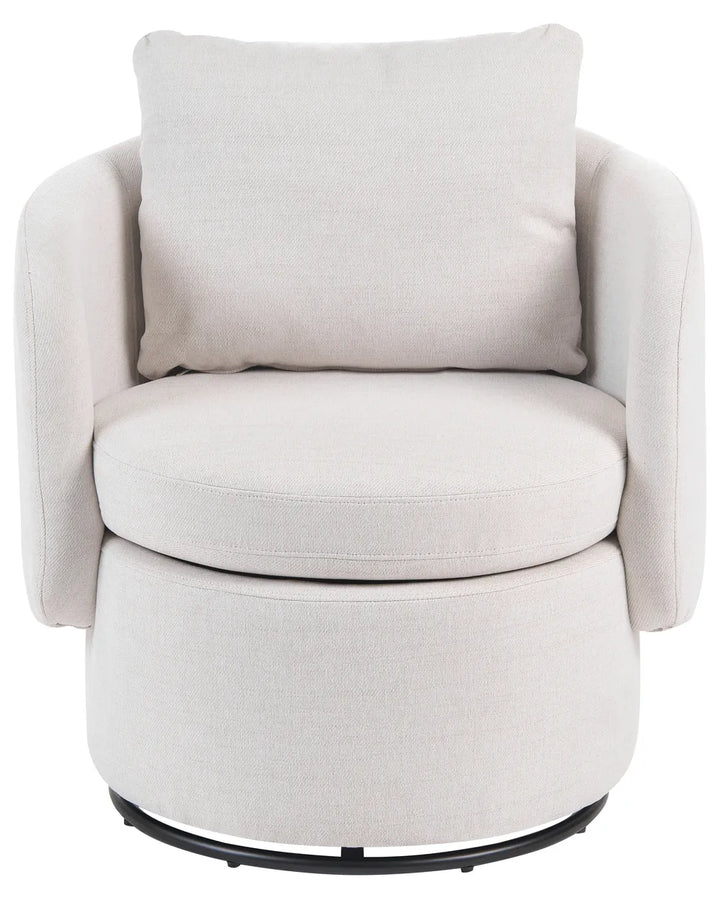 Swivel Armchair with Storage Fabric Off-White Deanna