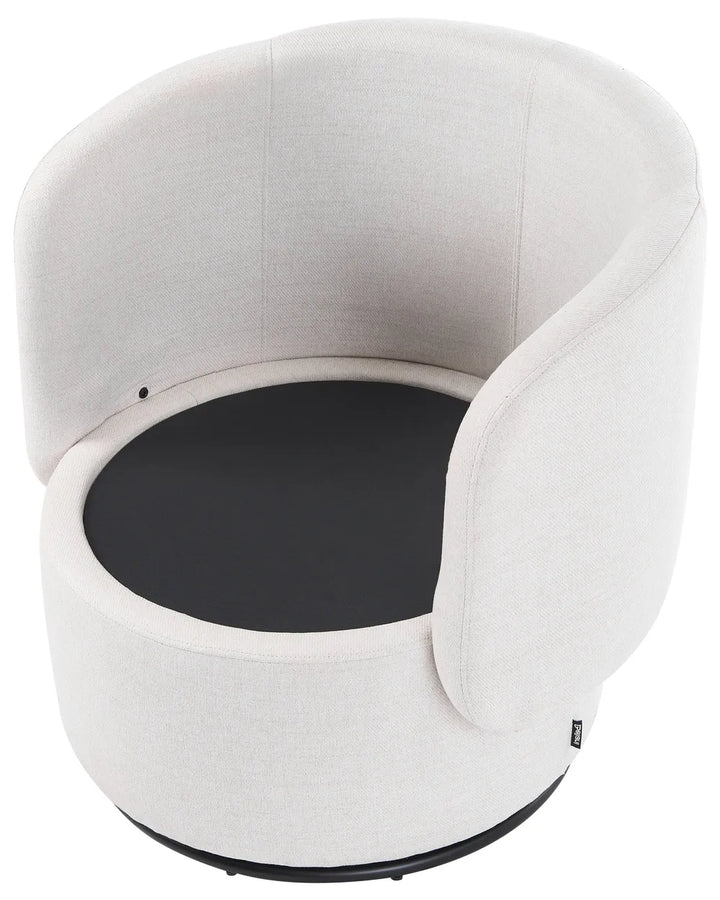 Swivel Armchair with Storage Fabric Off-White Deanna
