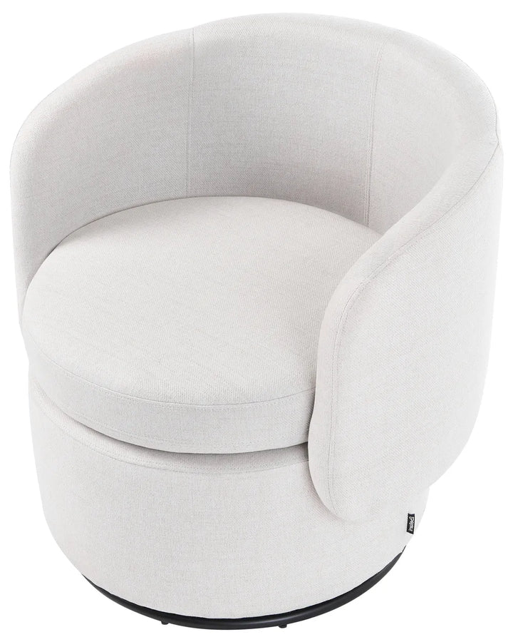 Swivel Armchair with Storage Fabric Off-White Deanna