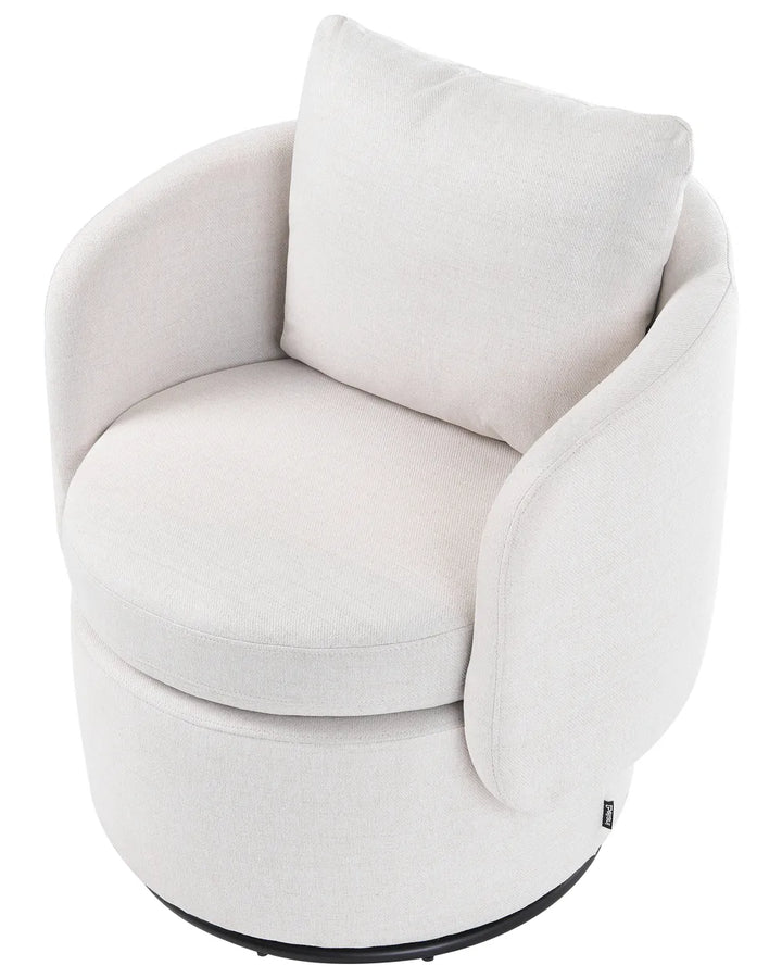 Swivel Armchair with Storage Fabric Off-White Deanna