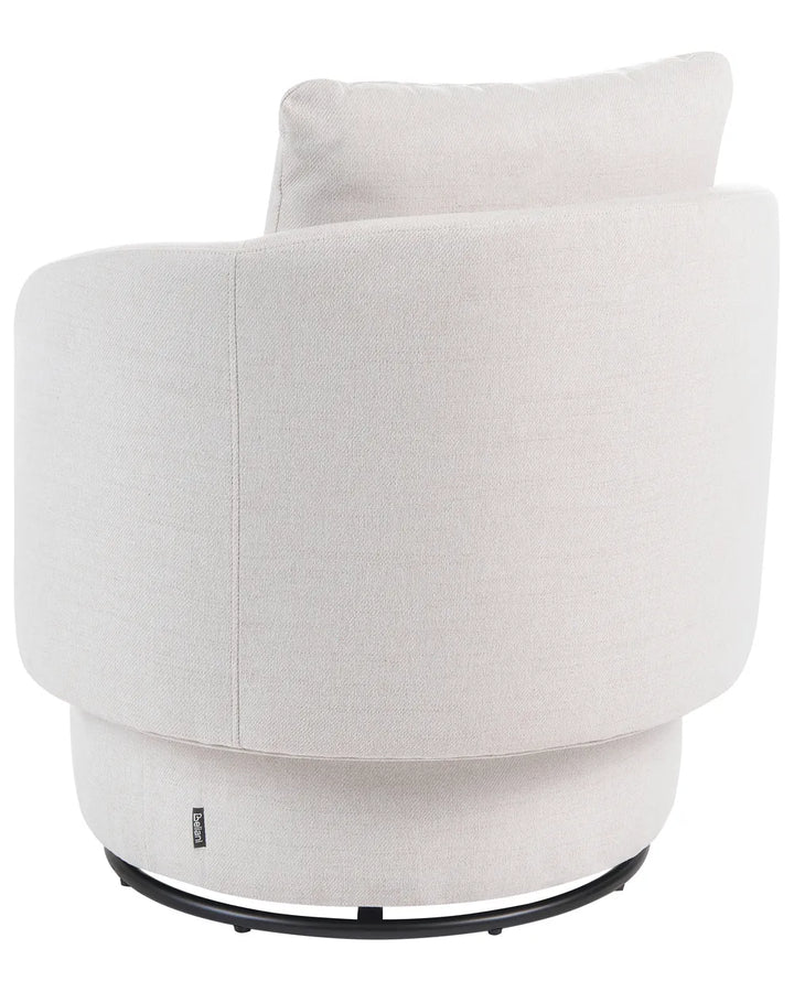 Swivel Armchair with Storage Fabric Off-White Deanna
