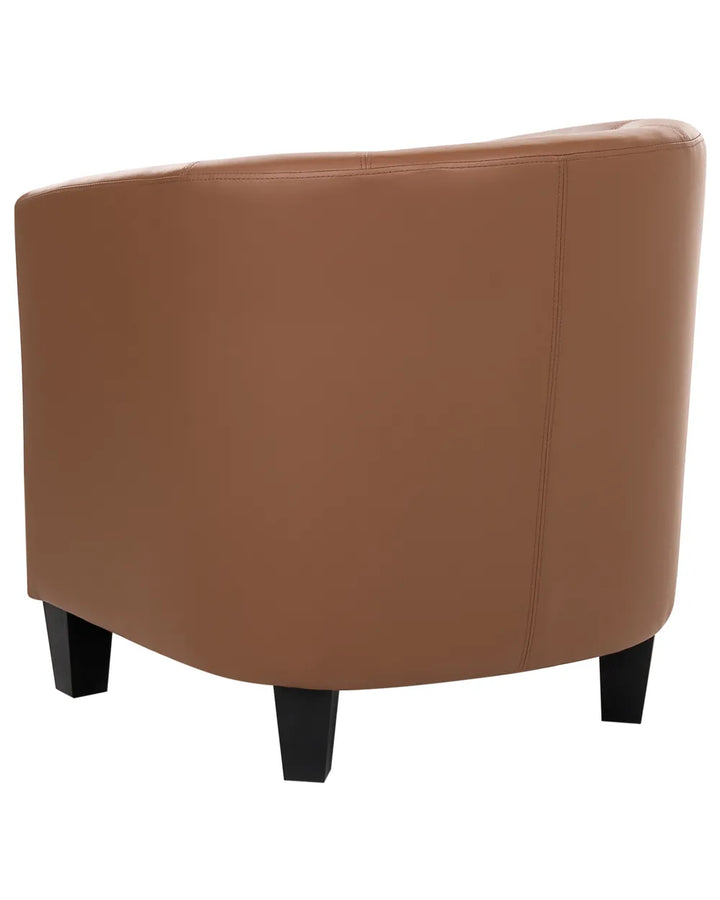 Brown leather armchair on a white background