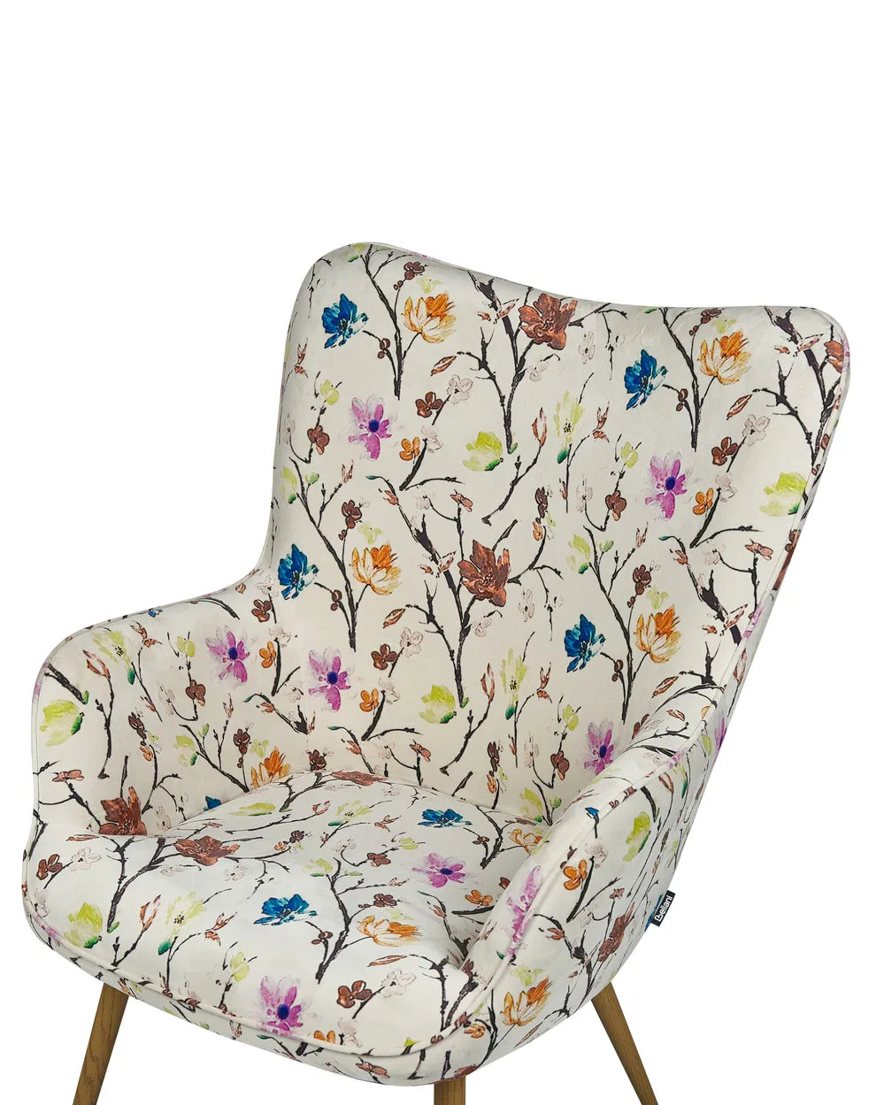 Wingback Chair with Footstool Fabric Light Beige Annja