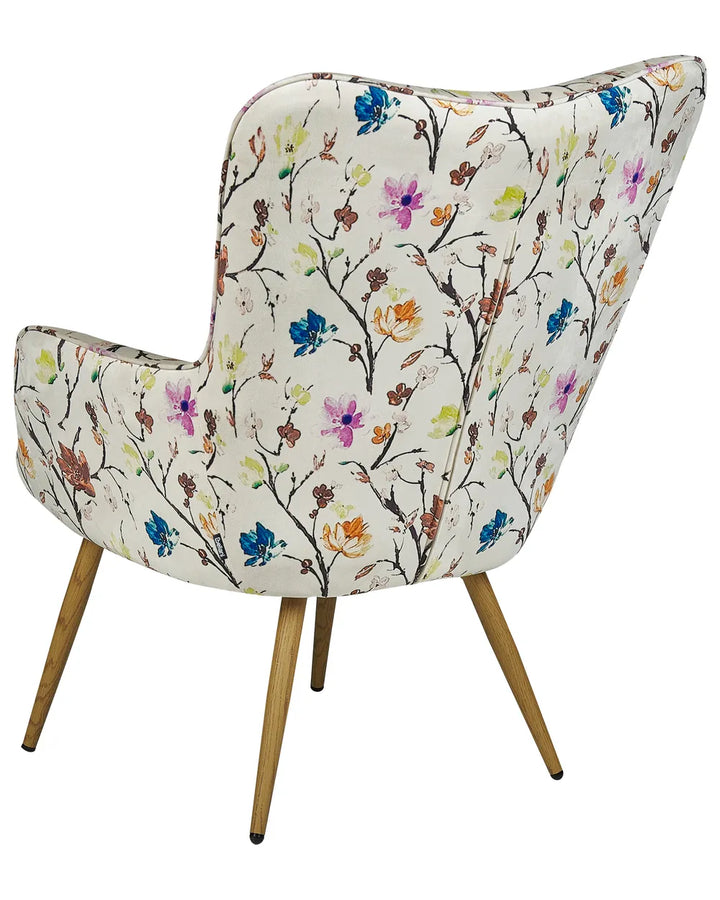 Wingback Chair with Footstool Fabric Light Beige Annja