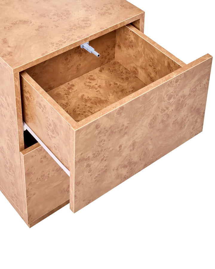 2 Drawer Bedside Table Burl Effect Toriane