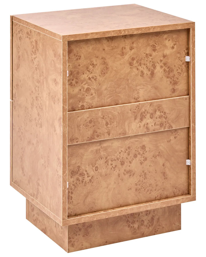 2 Drawer Bedside Table Burl Effect Toriane