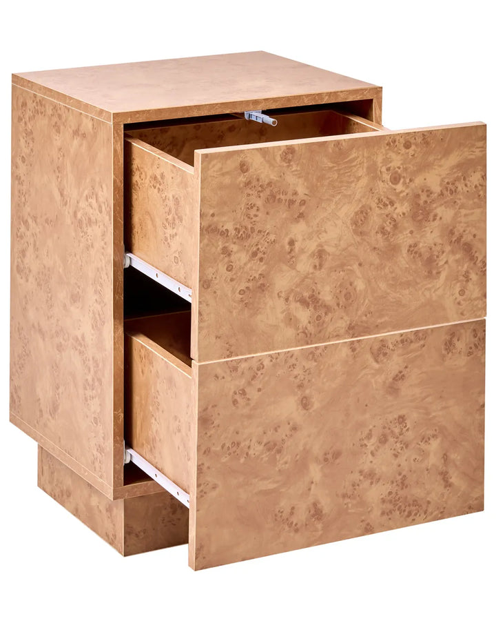 2 Drawer Bedside Table Burl Effect Toriane