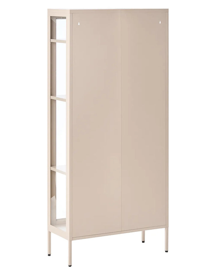 Glass Display Cabinet 80 cm Metal Beige Shelah