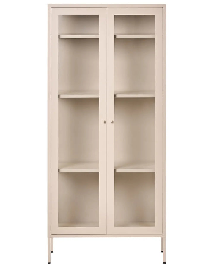 Glass Display Cabinet 80 cm Metal Beige Shelah