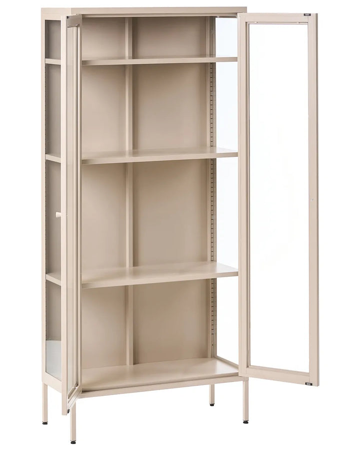 Glass Display Cabinet 80 cm Metal Beige Shelah