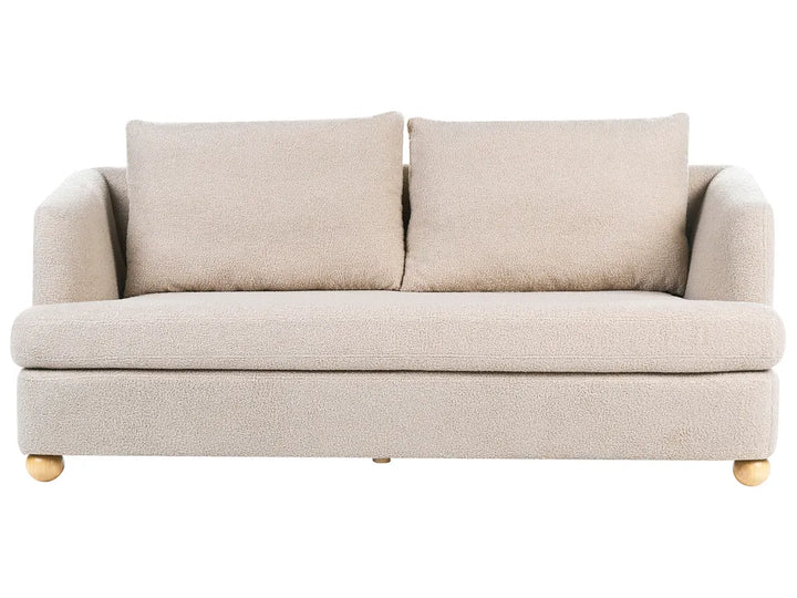 Beige 3-seater boucle sofa