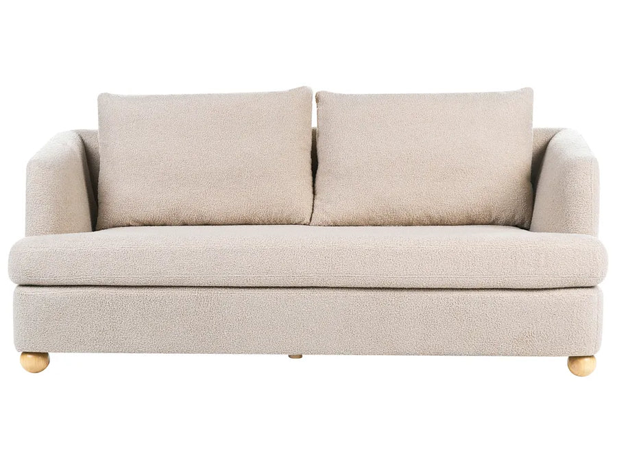 Beige 3-seater boucle sofa