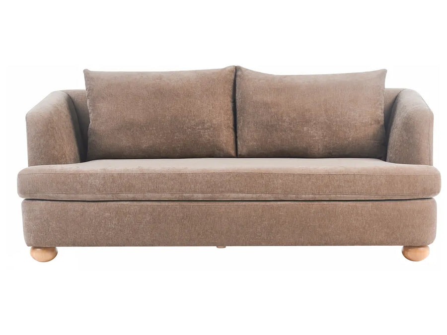 Brown 3-seater fabric sofa