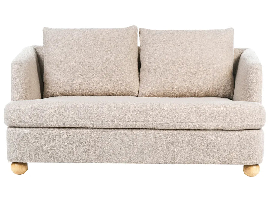 Beige 2-seater boucle sofa