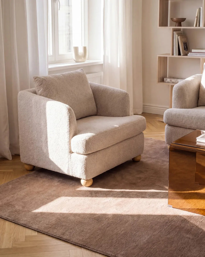 Living Room Set 6 Seater Boucle Beige Merrylite