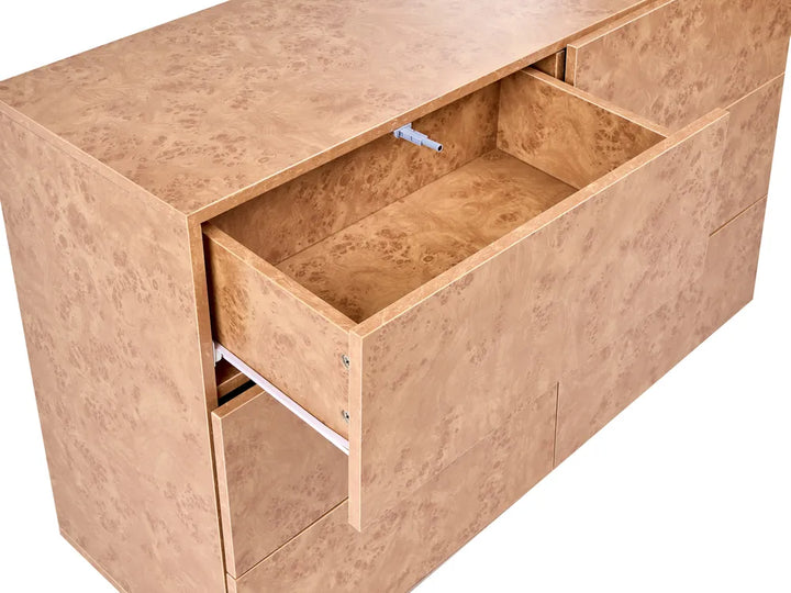 6 Drawer Chest Burl Effect
