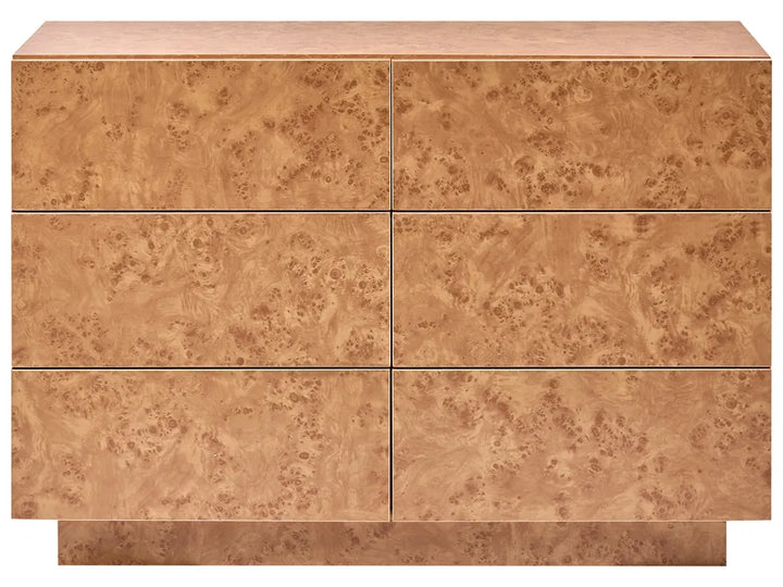 6 Drawer Chest Burl Effect