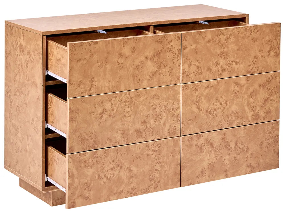 6 Drawer Chest Burl Effect