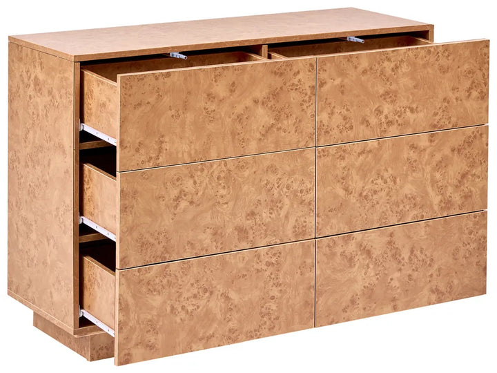 6 Drawer Chest Burl Effect