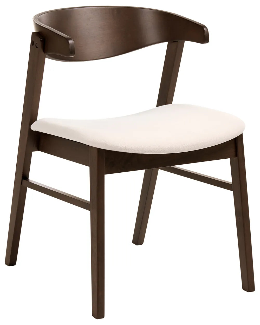 Wooden chair with a white cushion on a white background