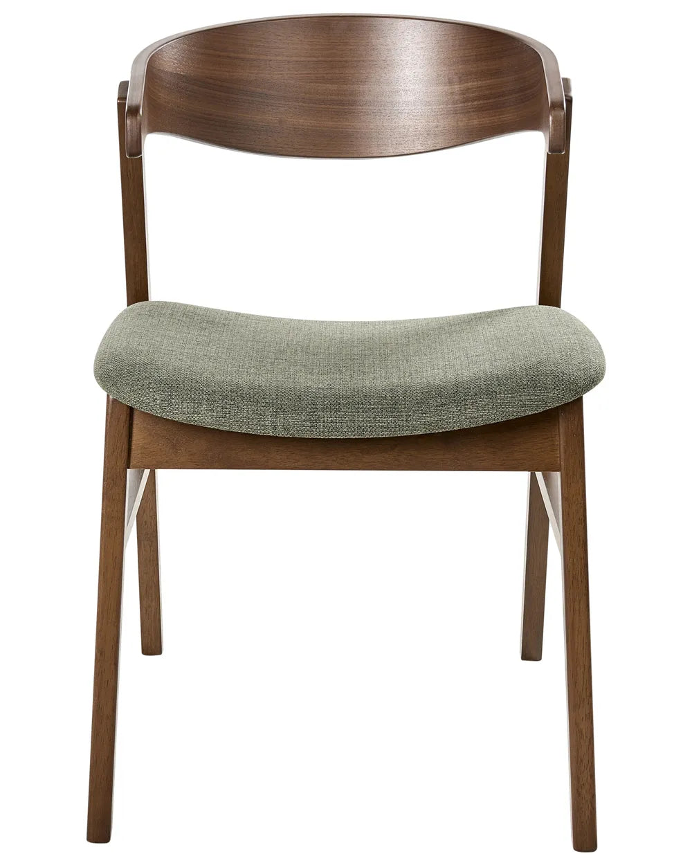 Wooden chair with a green cushion on a white background