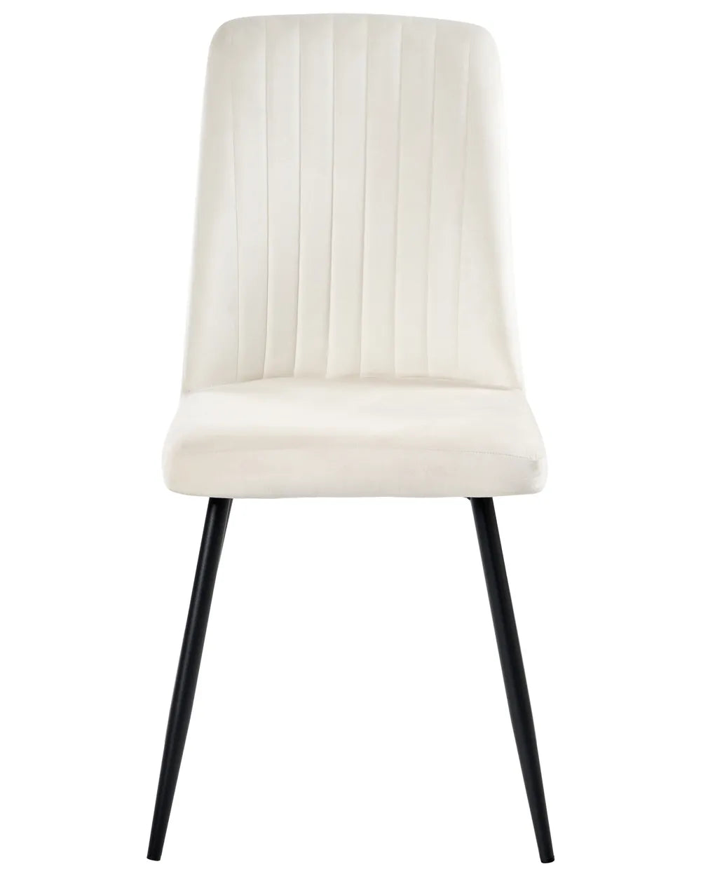 White chair with black legs on a white background