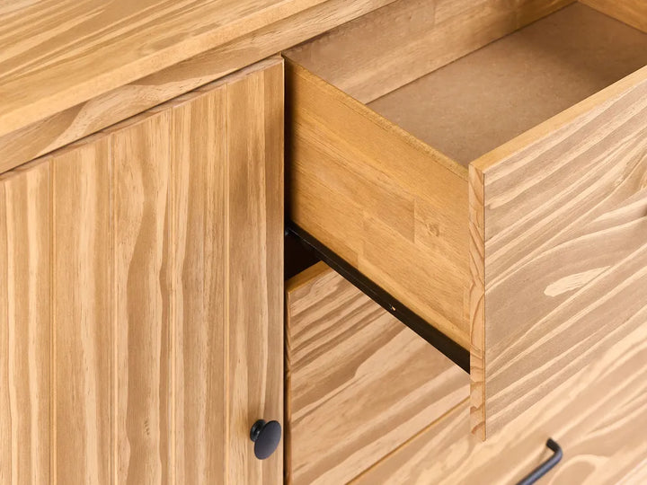 3 Door Sideboard Pine Wood Light Brown Sofia