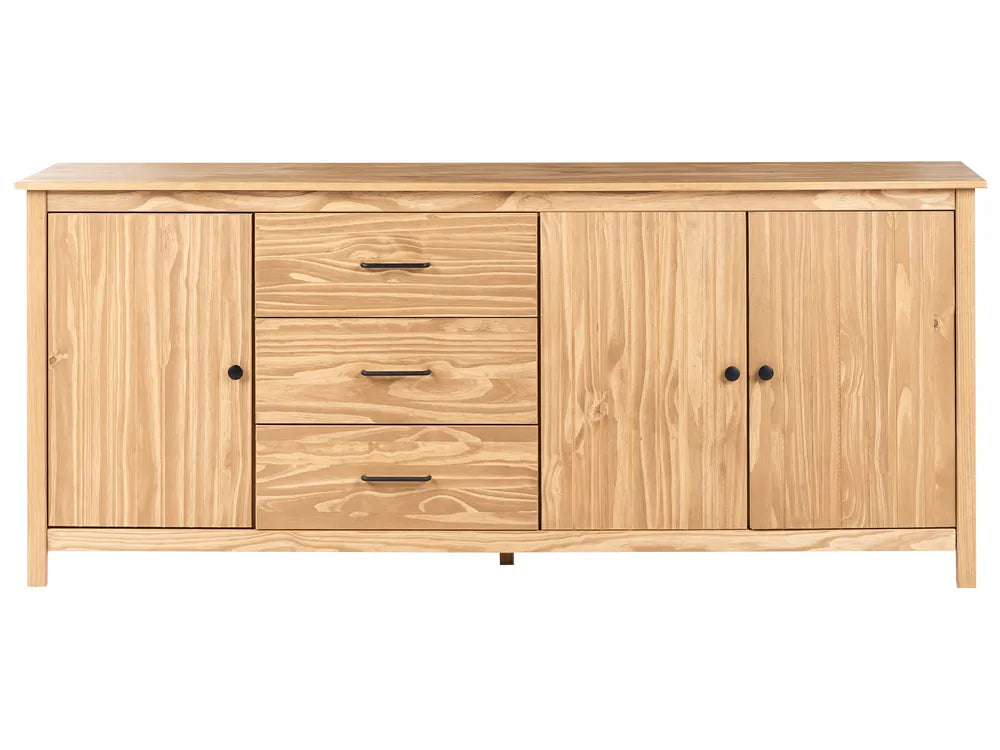 3 Door Sideboard Pine Wood Light Brown Sofia