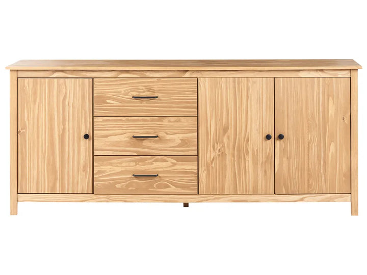 3 Door Sideboard Pine Wood Light Brown Sofia