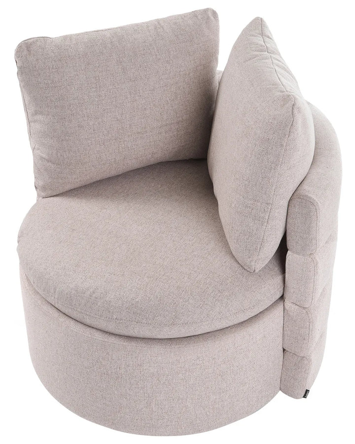 Swivel Armchair with Storage Fabric Beige Marquet
